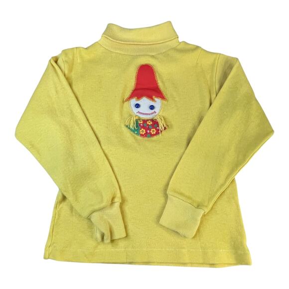 Vintage 70s Jast Girls 2pc Set Youth 5 Denim Vest Yellow Top Yarn Appliqué - Picture 11 of 16